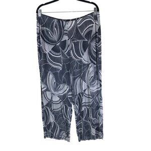 Chicos Travelers Navy & White Patterned Palazzo Pants Size 2S (US L Petite)